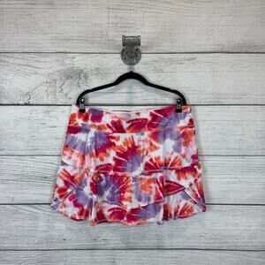 Ideology Plus Size Pink Purple Orange Tie Dye Ruffle Active Skort Size 1X